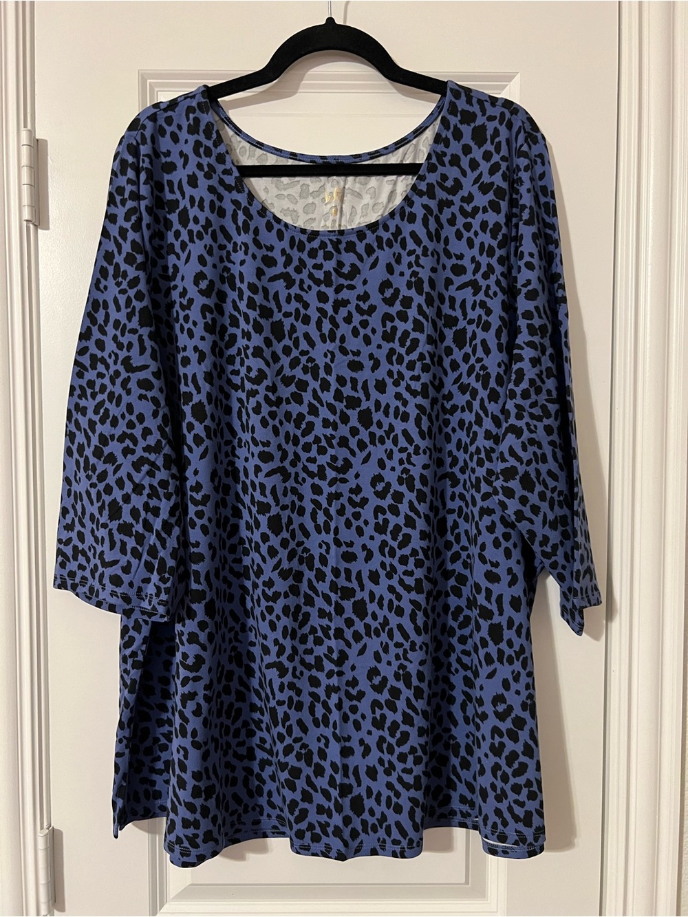 Blue Leopard Print Top